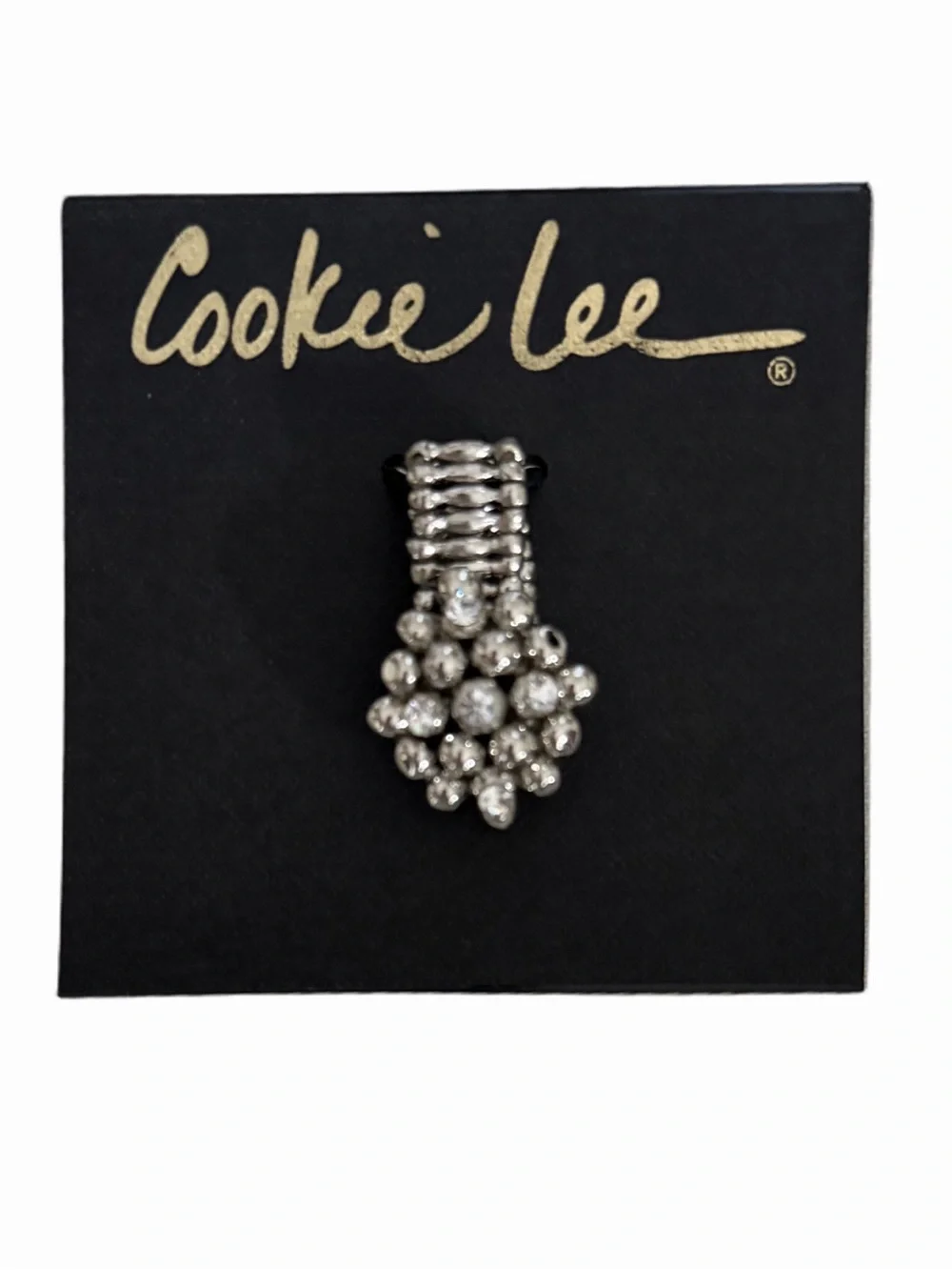 Cookie Lee Stretch Ring Bundle Set of 4 Silver Tone Statement Rings NWT